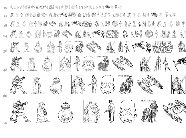 Lucas characters font waterfall